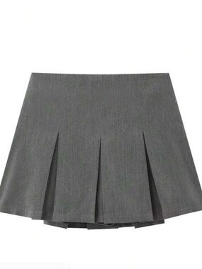 NWT pleated mini skirt w/ shorts GREY zipper size LARGE